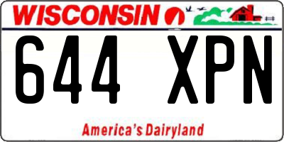 WI license plate 644XPN