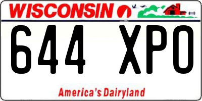 WI license plate 644XPO