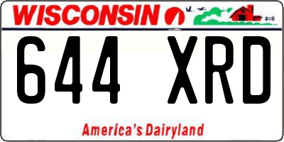 WI license plate 644XRD