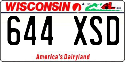 WI license plate 644XSD