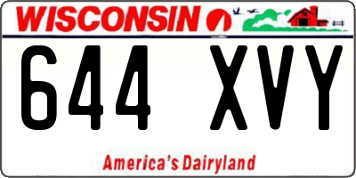 WI license plate 644XVY