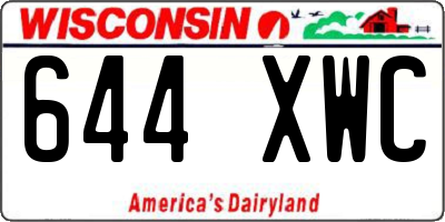 WI license plate 644XWC