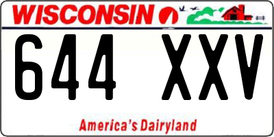 WI license plate 644XXV