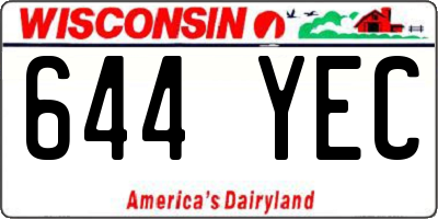 WI license plate 644YEC