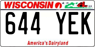 WI license plate 644YEK