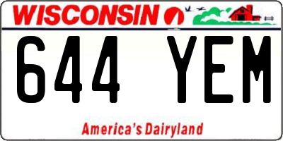 WI license plate 644YEM