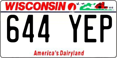 WI license plate 644YEP