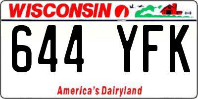 WI license plate 644YFK
