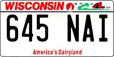 WI license plate 645NAI