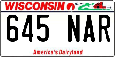 WI license plate 645NAR