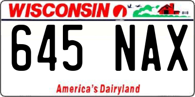 WI license plate 645NAX
