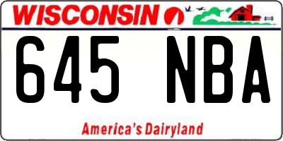 WI license plate 645NBA