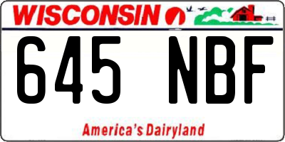 WI license plate 645NBF