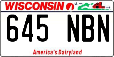 WI license plate 645NBN