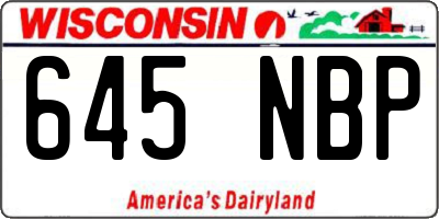 WI license plate 645NBP