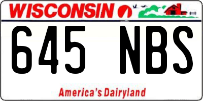 WI license plate 645NBS