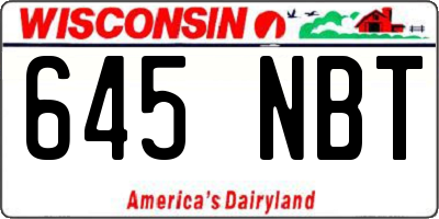 WI license plate 645NBT