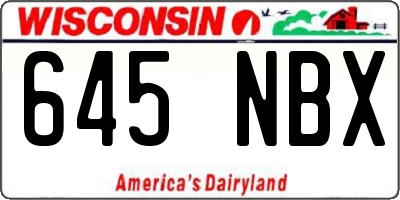 WI license plate 645NBX