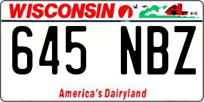 WI license plate 645NBZ