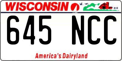 WI license plate 645NCC