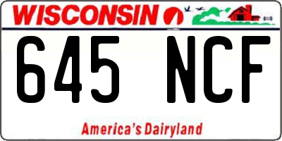 WI license plate 645NCF