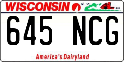 WI license plate 645NCG