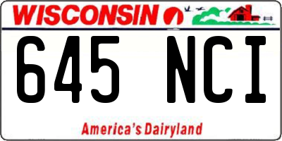 WI license plate 645NCI