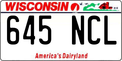 WI license plate 645NCL