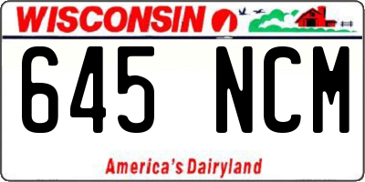 WI license plate 645NCM