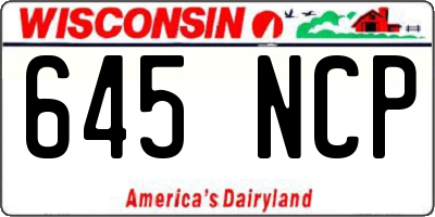 WI license plate 645NCP