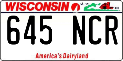 WI license plate 645NCR