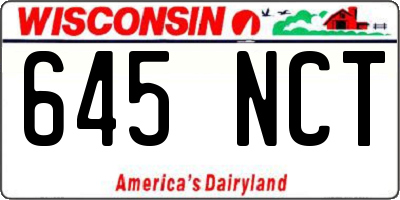 WI license plate 645NCT