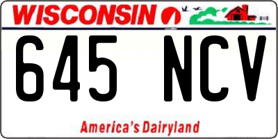WI license plate 645NCV