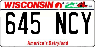 WI license plate 645NCY