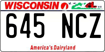 WI license plate 645NCZ