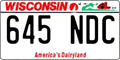 WI license plate 645NDC