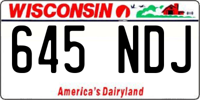 WI license plate 645NDJ
