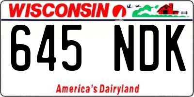 WI license plate 645NDK
