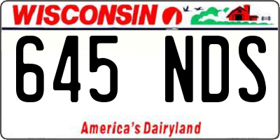 WI license plate 645NDS