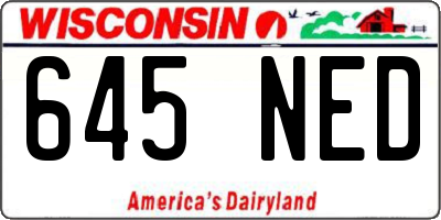WI license plate 645NED