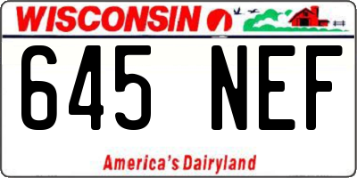 WI license plate 645NEF