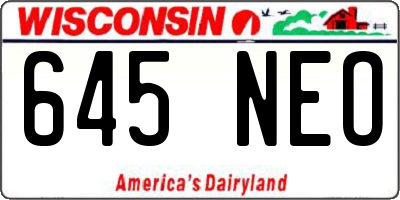 WI license plate 645NEO