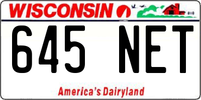 WI license plate 645NET