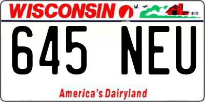 WI license plate 645NEU