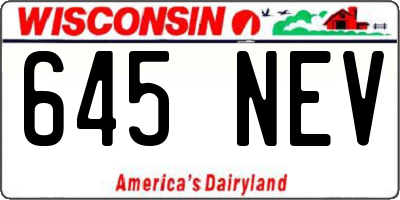 WI license plate 645NEV