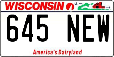 WI license plate 645NEW