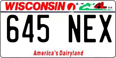 WI license plate 645NEX