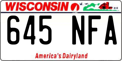 WI license plate 645NFA