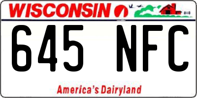 WI license plate 645NFC
