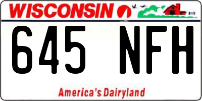 WI license plate 645NFH